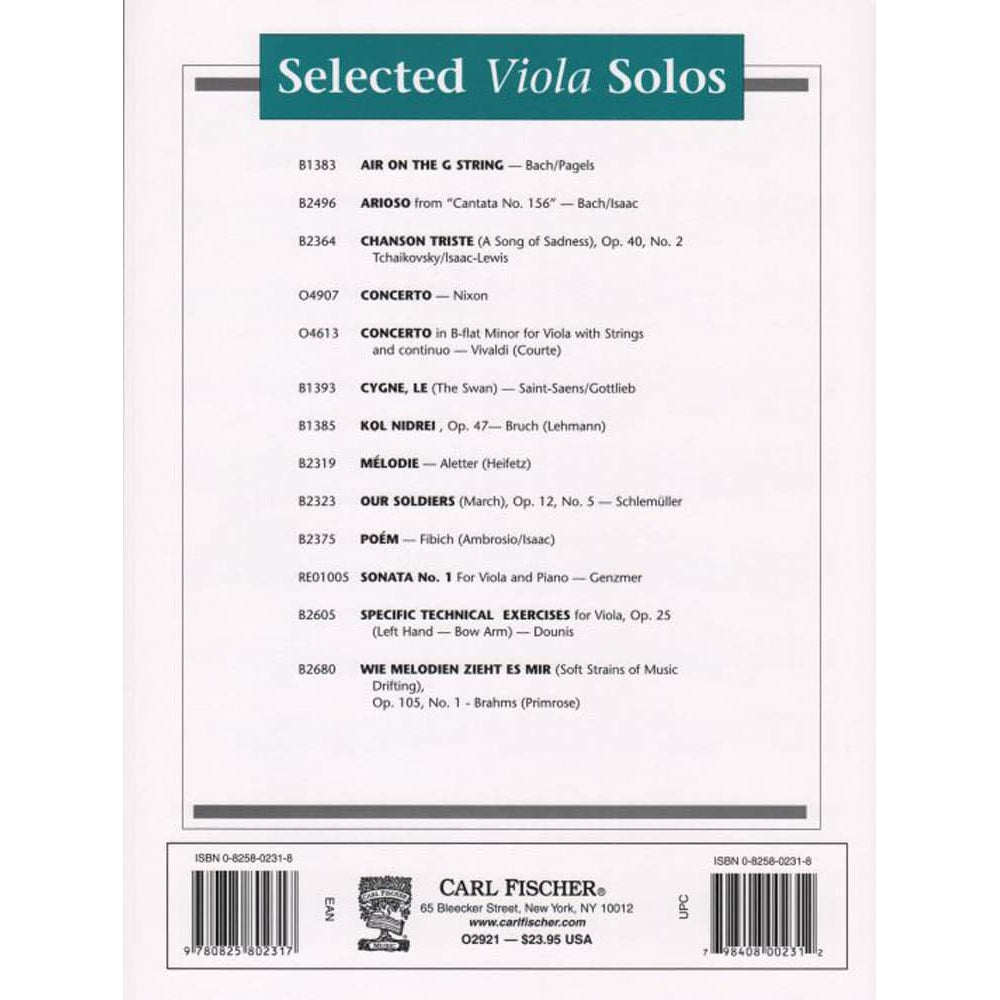 Flesch, Carl - Scale System - Viola - arranged by Charlotte Karman - Carl Fischer Edition