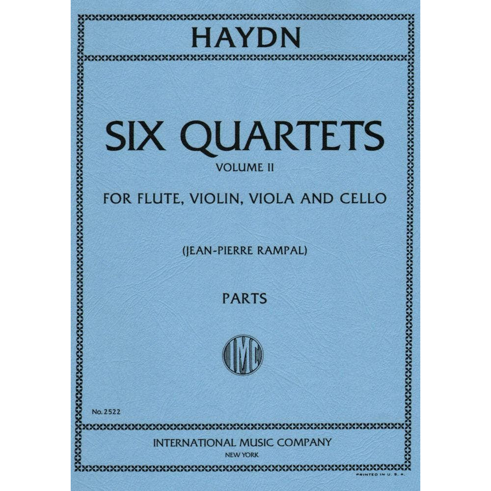 Haydn, Franz Joseph - Six Quartets, Op 5, Volume 2 (Nos 4-6) - Flute, Violin, Viola, and Cello - edited by Jean-Pierre Rampal - International Music Company
