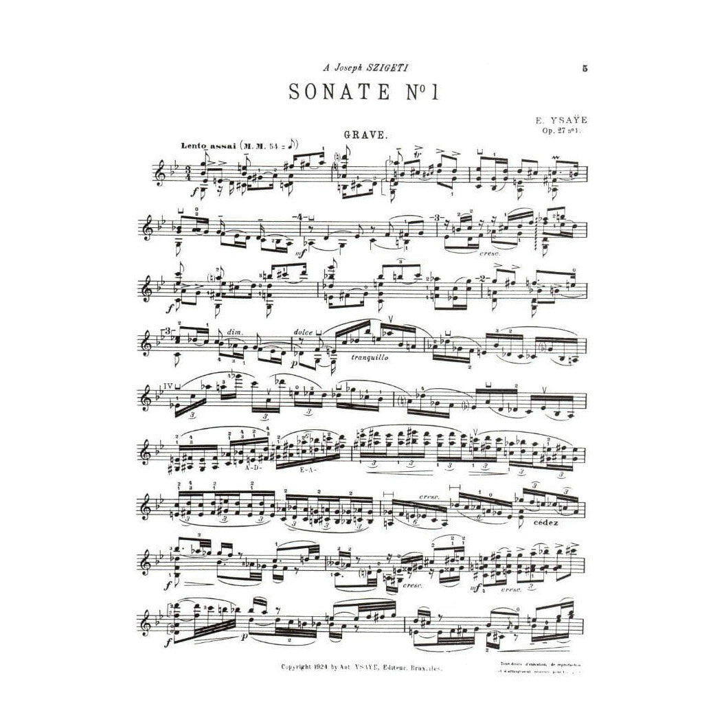 YSAYE ヴァイオリンソナタ Op.27 Ysaye Six Sonatas Op. 27 Sheet Music