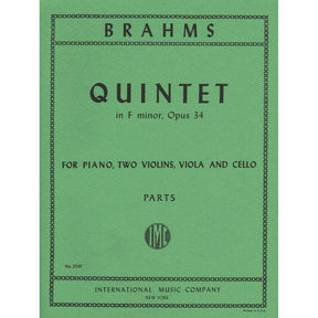 Brahms, Johannes - Piano Quintet in f minor Op 34 for Two Violins, Viola, Cello and Piano - International Edition