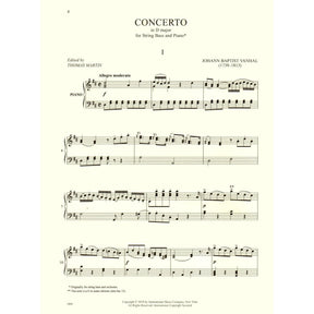 Vanhal, Johann Baptist - Concerto In D Major - for Bass and Piano - edited by Thomas Martin - International Music Company