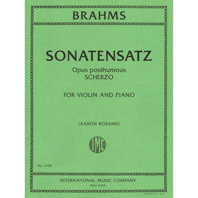 Brahms, Johannes - Sonatensatz: Scherzo in c minor for Violin and Piano - International Edition