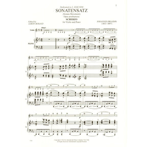 Brahms, Johannes - Sonatensatz: Scherzo in c minor for Violin and Piano - International Edition