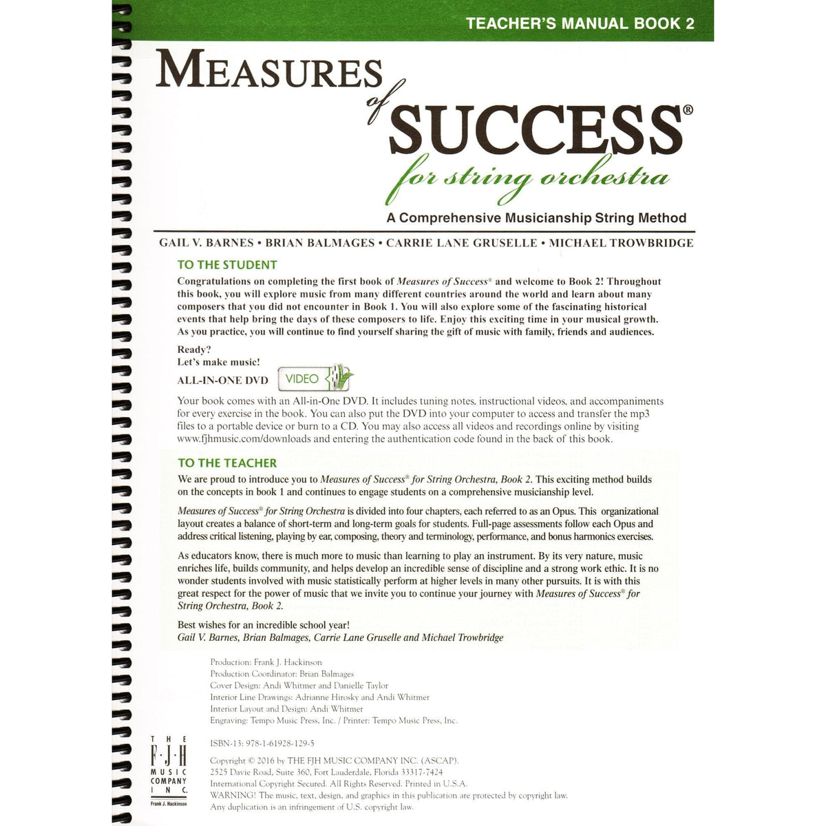 Measures of Success for String Orchestra - by Barnes, Balmages, Gruselle, Trowbridge - Teacher's Manual - Book 2 with DVD - FJH
