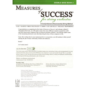 Measures of Success for String Orchestra - by Barnes, Balmages, Gruselle, Trowbridge - for Bass - Book 2 with DVD - FJH