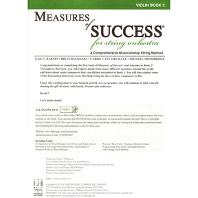 Measures of Success for String Orchestra - by Barnes, Balmages, Gruselle, Trowbridge - for Violin - Book 2 with DVD - FJH