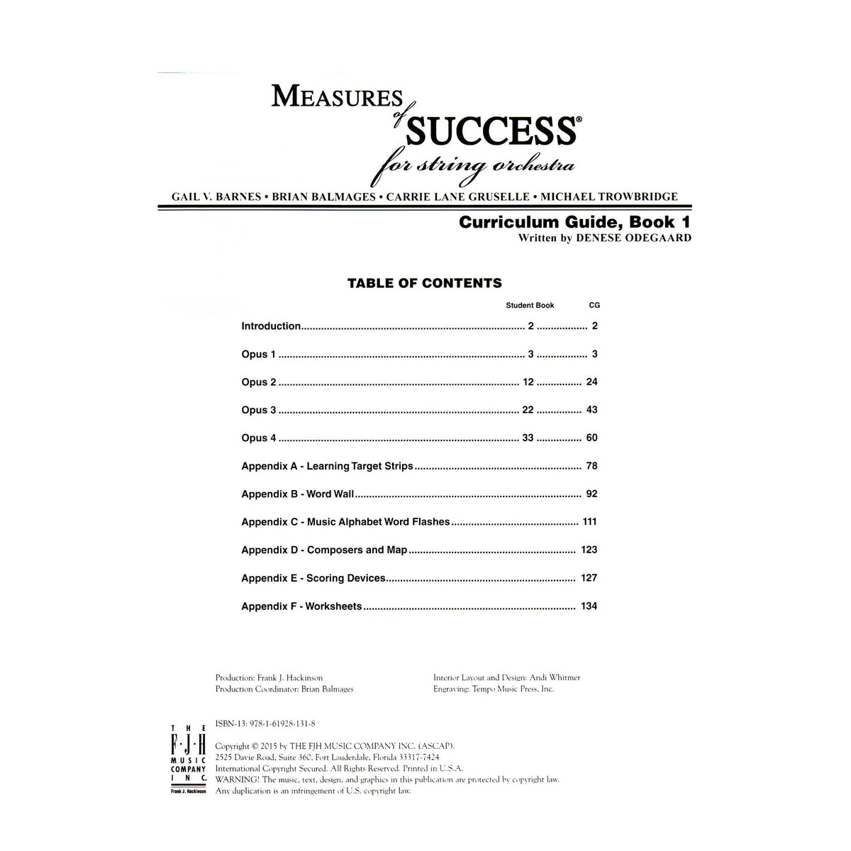 Measures of Success for String Orchestra - by Barnes, Balmages, Gruselle, Trowbridge - Curriculum Guide - Book 1 - FJH