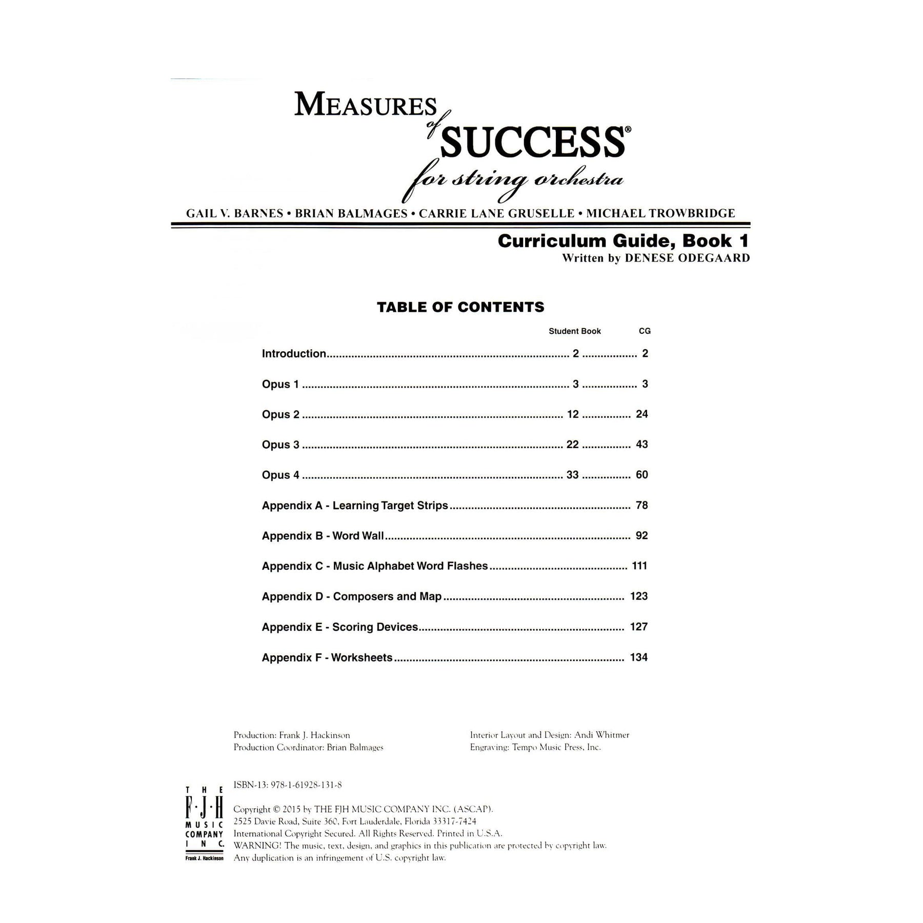 Measures of Success for String Orchestra - by Barnes, Balmages, Gruselle, Trowbridge - Curriculum Guide - Book 1 - FJH