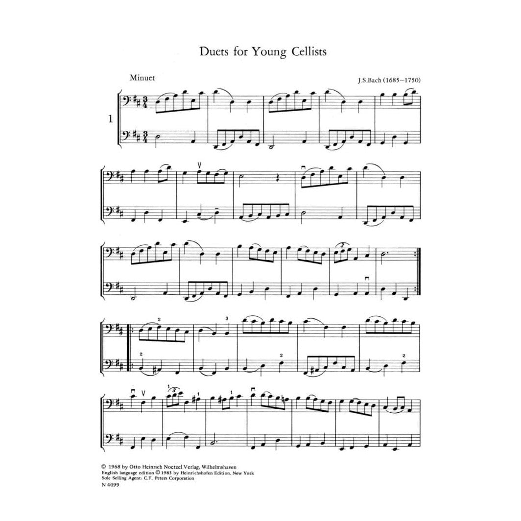 Bach, JS - Duets For Young Cellists for Two Cellos - Arranged by Wolerts - Otto Heinrich Noetzel Verlag Edition