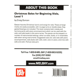 Christmas Solos for Beginning Viola, Level 1 - Viola Parts with Piano Accompaniment for Flexible Ensembles - by Craig Duncan - Mel Bay Publications