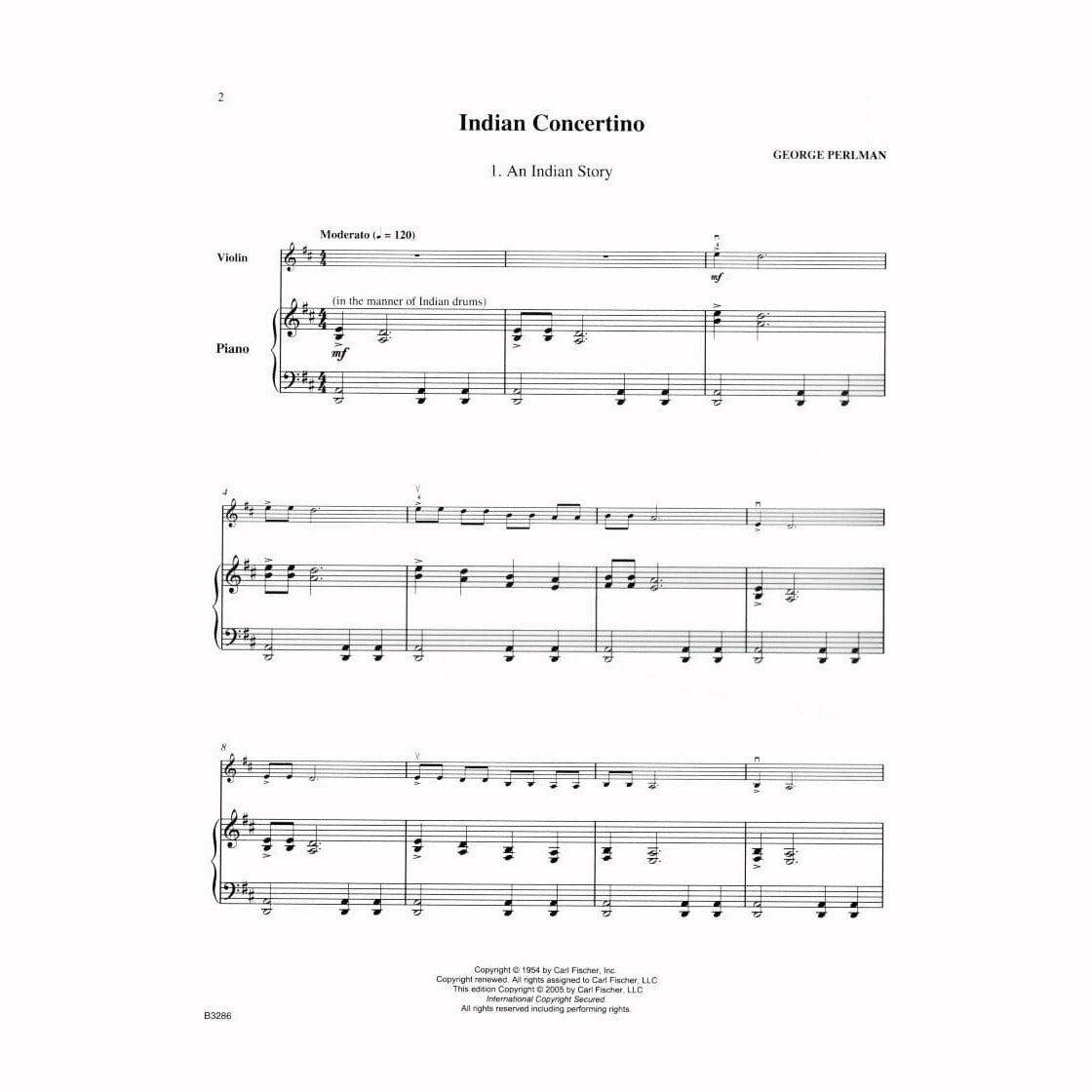 Perlman, George - Indian Concertino for Violin and piano - Carl Fischer