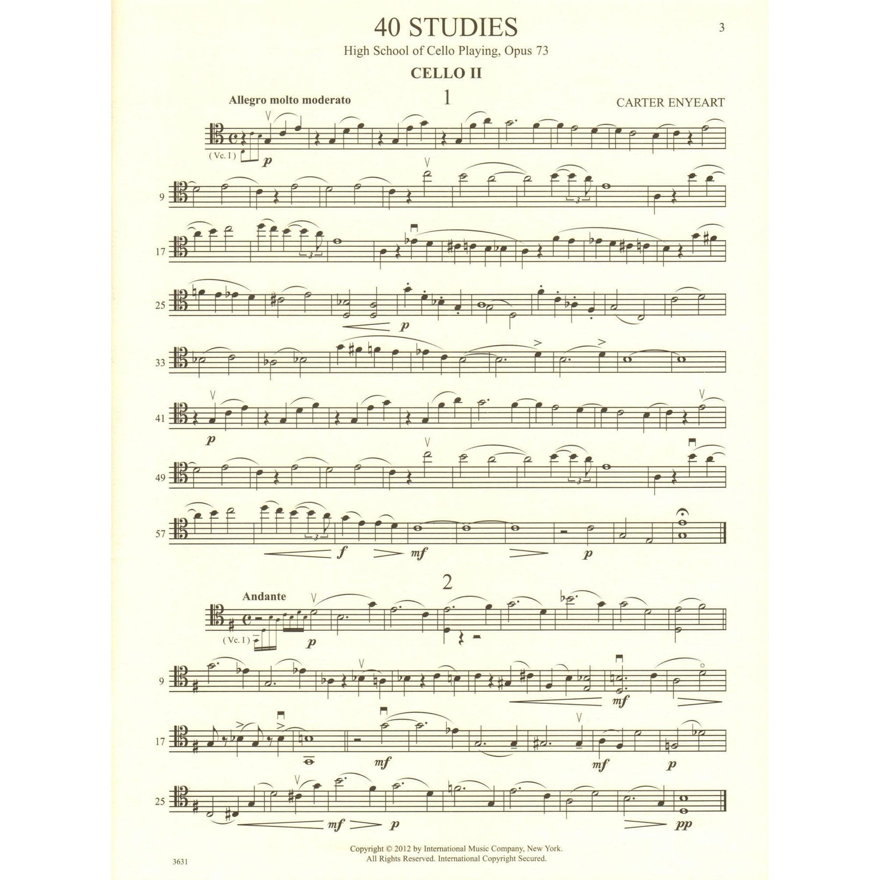 Enyeart, Carter - Cello Accompaniment - to 40 Studies from High School of Cello Playing by Popper - International