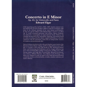 Elgar, Edward - Concerto in E Minor, Opus 85 - for Cello and Piano - Edition based on a Jacqueline du Pré performance - Carl Fischer