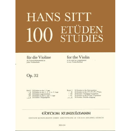Sitt, Hans - 100 Etudes for Violin, Op 32 Volume 5: Double Stops - Violin - Kunzelmann