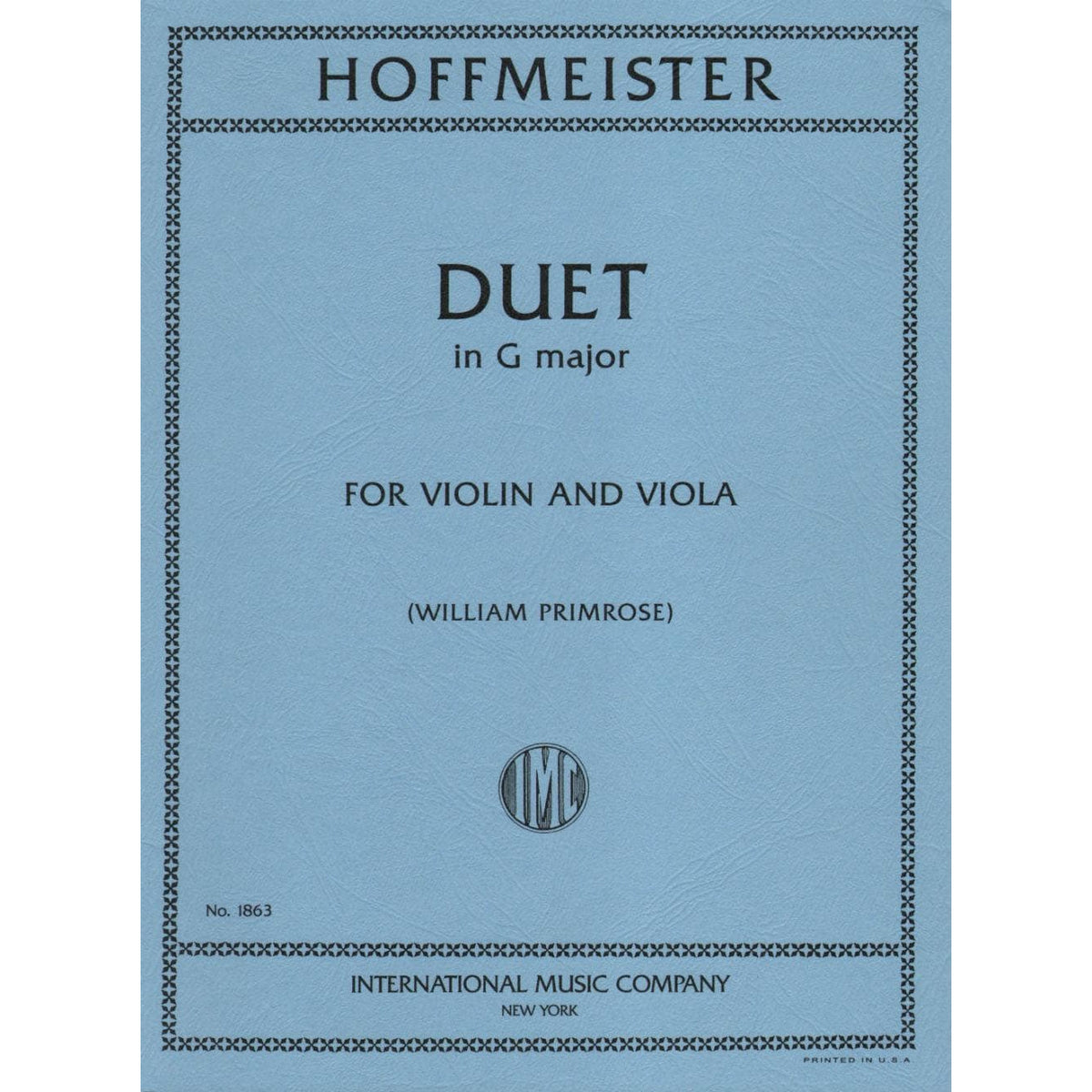 Hoffmeister, Franz Anton - Duet in G Major - Violin and Viola - edited by William Primrose - International Edition
