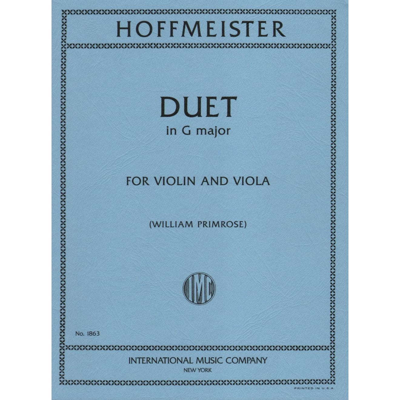 Hoffmeister, Franz Anton - Duet in G Major - Violin and Viola - edited by William Primrose - International Edition
