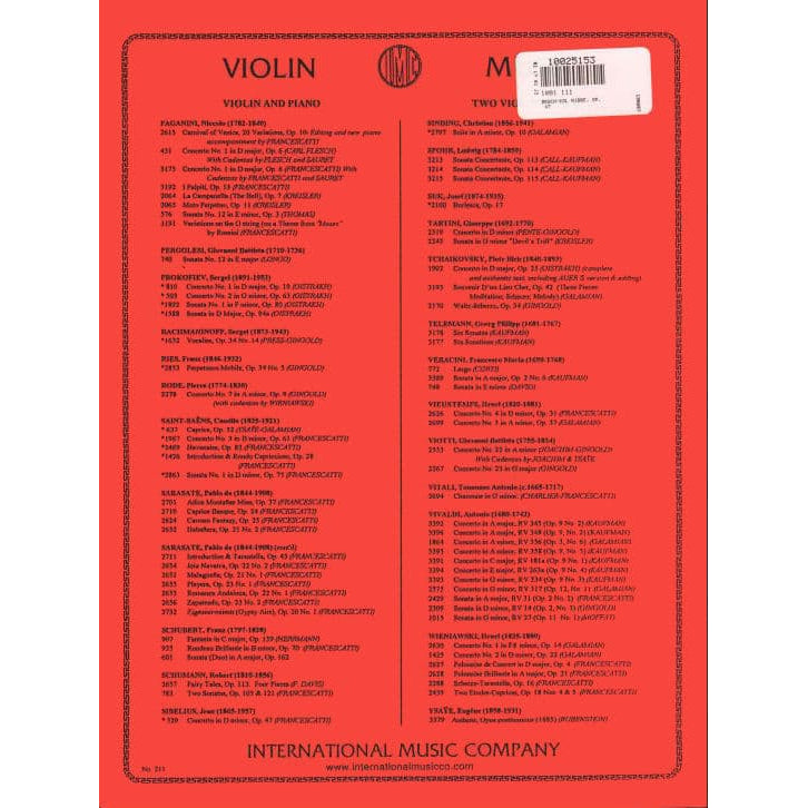 Bruch, Max - Kol Nidre, Op 47 - for Violin and Piano - edited by Josef Gingold - International Music Co