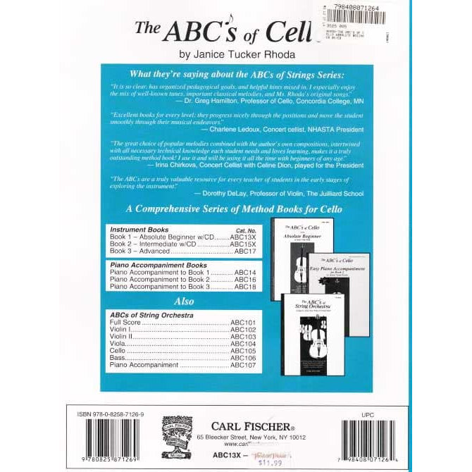 Rhoda, Janice Tucker - The ABCs of Cello for the Absolute Beginner - Cello - Carl Fischer