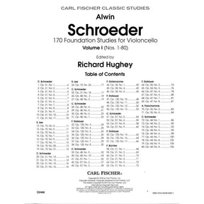 Schroeder - 170 Foundation Studies - Volume 1 For Cello Published by Carl Fischer