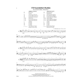Schroeder - 170 Foundation Studies - Volume 1 For Cello Published by Carl Fischer
