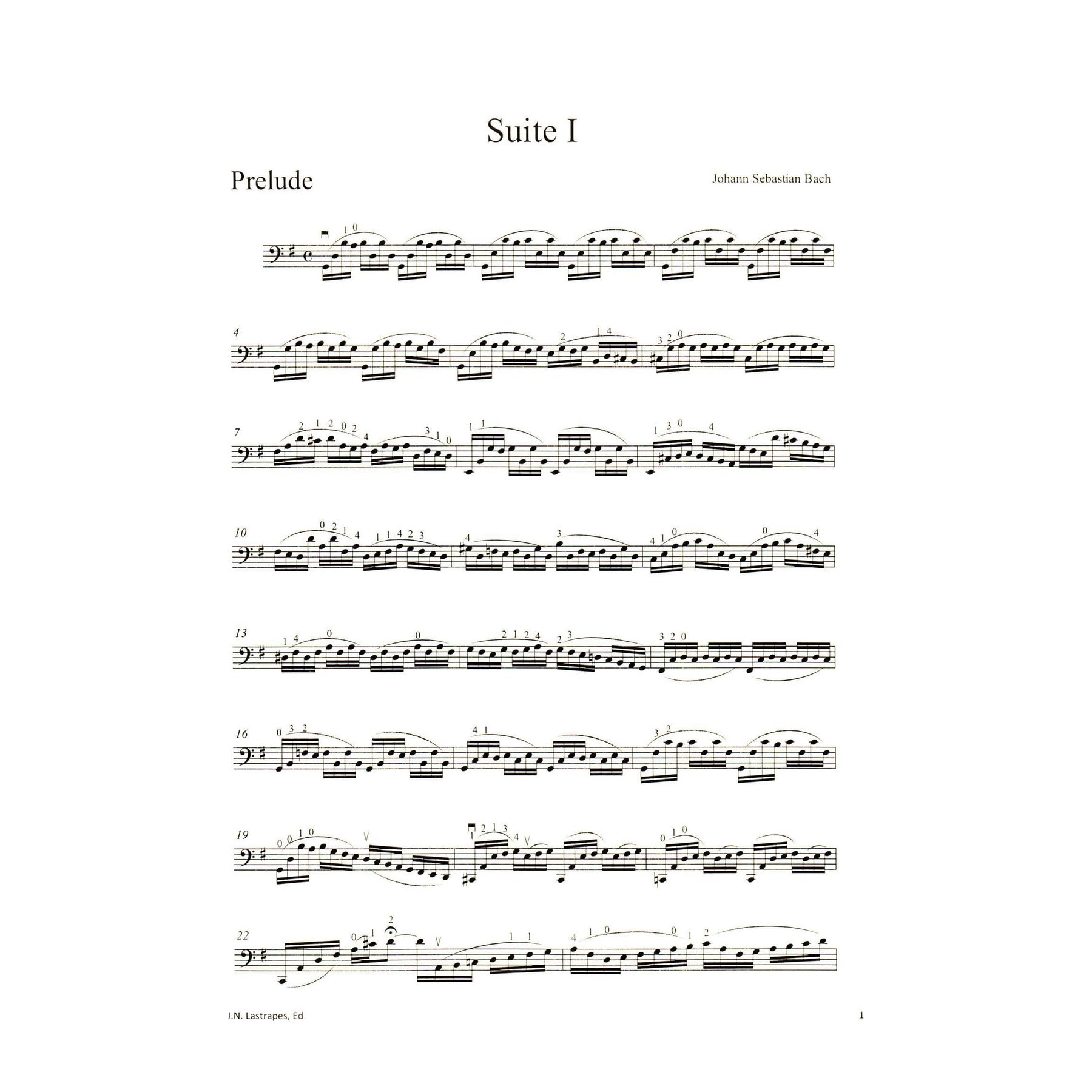 Bach, JS - 6 Suites for Solo Cello - BWV 1007-1012 - edited by Jeffrey Noel Lastrapes - Back to Classic Music in Print