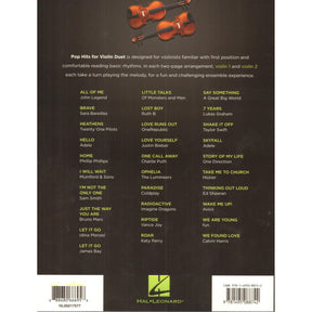 Pop Hits for Violin Duet - Hal Leonard