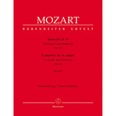 Mozart, WA - Concerto No 5 in A Major, K 219 - Violin and Piano - edited by Christoph Hellmut Mahling - Barenreiter Verlag URTEXT