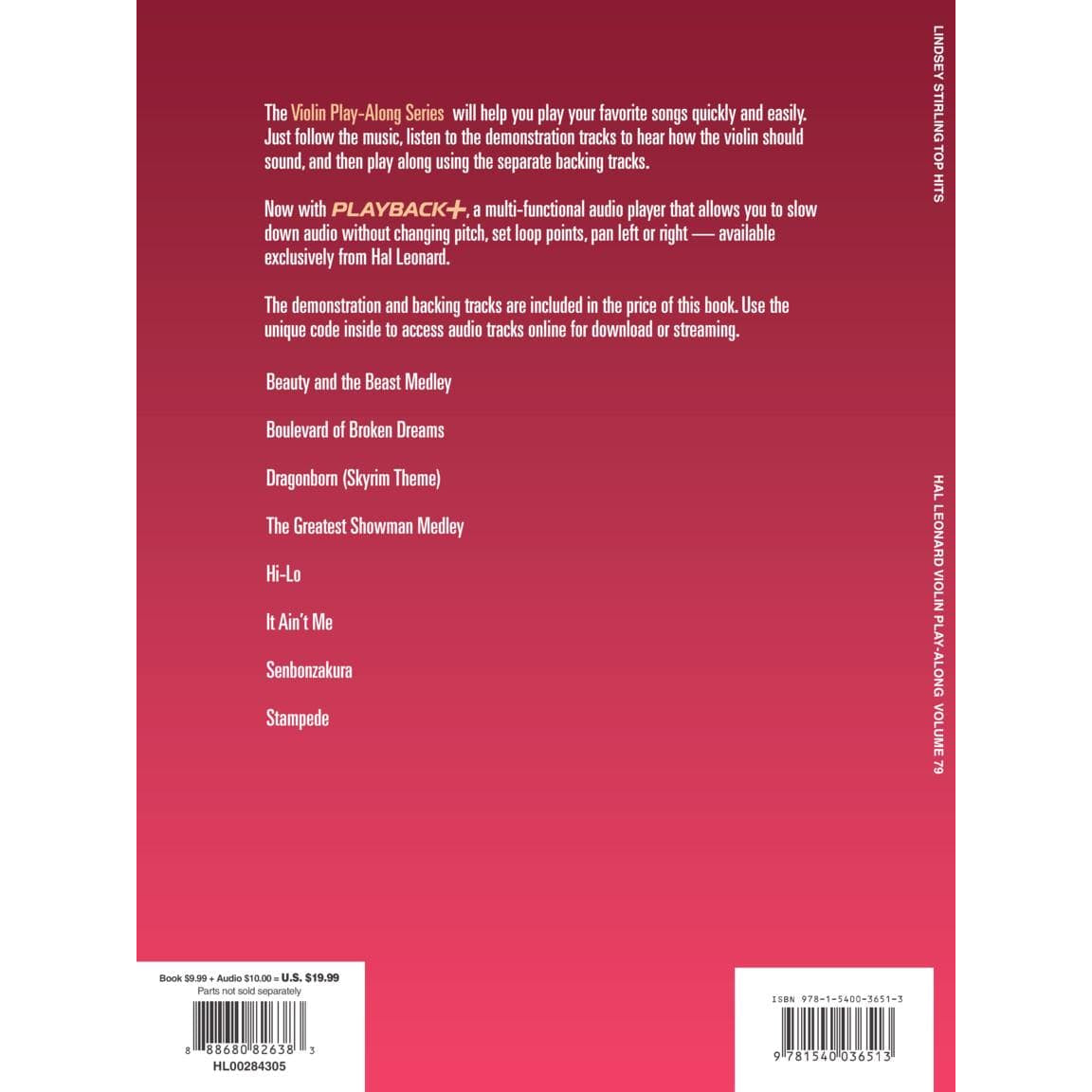 Violin Play-Along Volume 79: Lindsey Stirling Top Songs - for Violin - with Online Audio Access - Hal Leonard