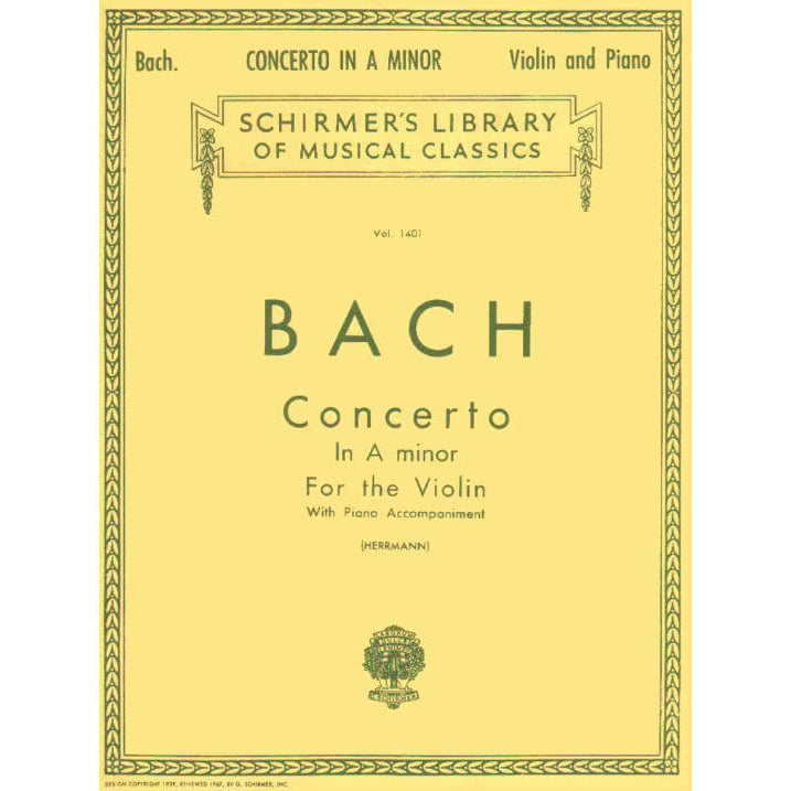 Bach, JS - Violin Concerto No 1 in A Minor, BWV 1041 - Violin and Piano - edited by Herrmann - Schirmer