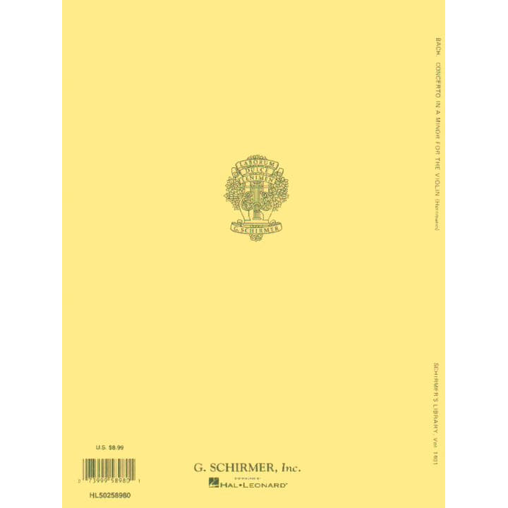 Bach, JS - Violin Concerto No 1 in A Minor, BWV 1041 - Violin and Piano - edited by Herrmann - Schirmer