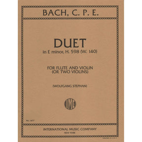 Bach, CPE - Duet in e minor/G Major, H 598, Wq 140 for Flute and Violin (or Two Violins) - International Edition