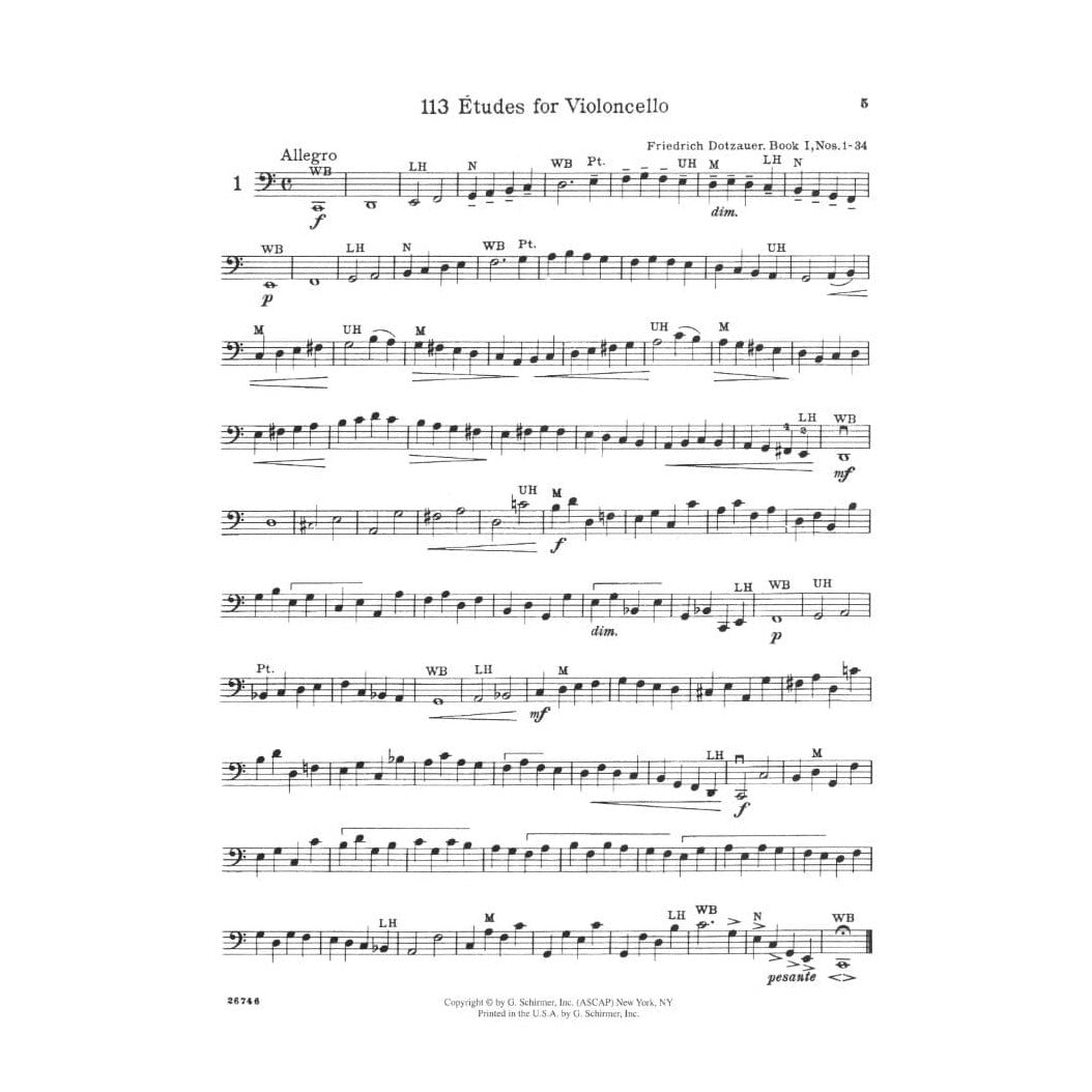 Dotzauer, J Friedrich - Exercises for Violoncello, Book 1 (Nos 1-34) - Cello solo - edited by Johannes Klingenberg - Schirmer Edition