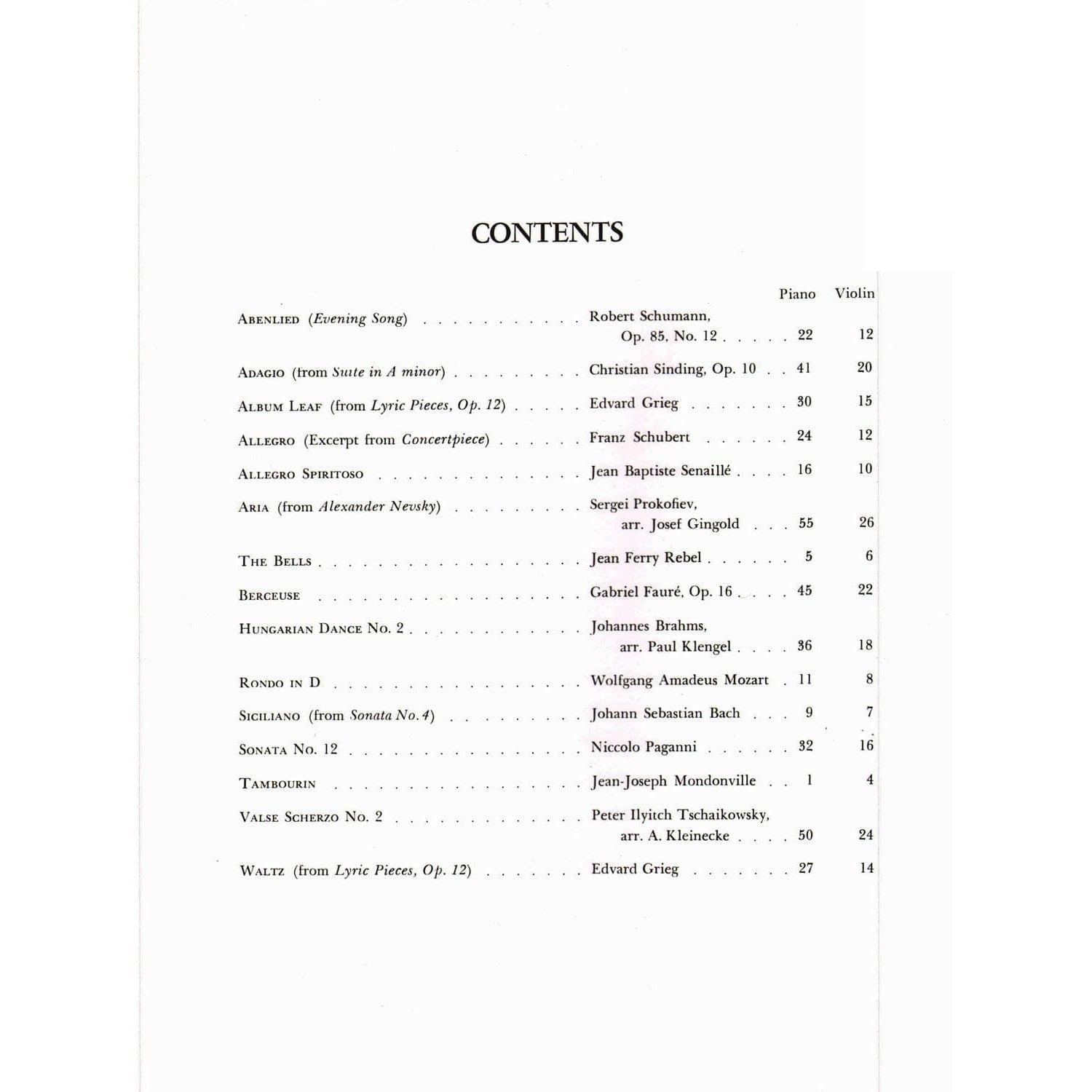 Solos for the Violin Player - Violin and Piano - edited by Josef Gingold - G Schirmer Edition