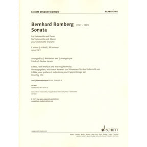 Romberg, Bernhard - Sonata in E minor, Op. 38/1 - for Cello and Piano - arranged by Jansen - edited by Ellis - Schott Student Edition
