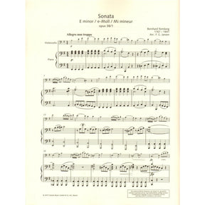 Romberg, Bernhard - Sonata in E minor, Op. 38/1 - for Cello and Piano - arranged by Jansen - edited by Ellis - Schott Student Edition