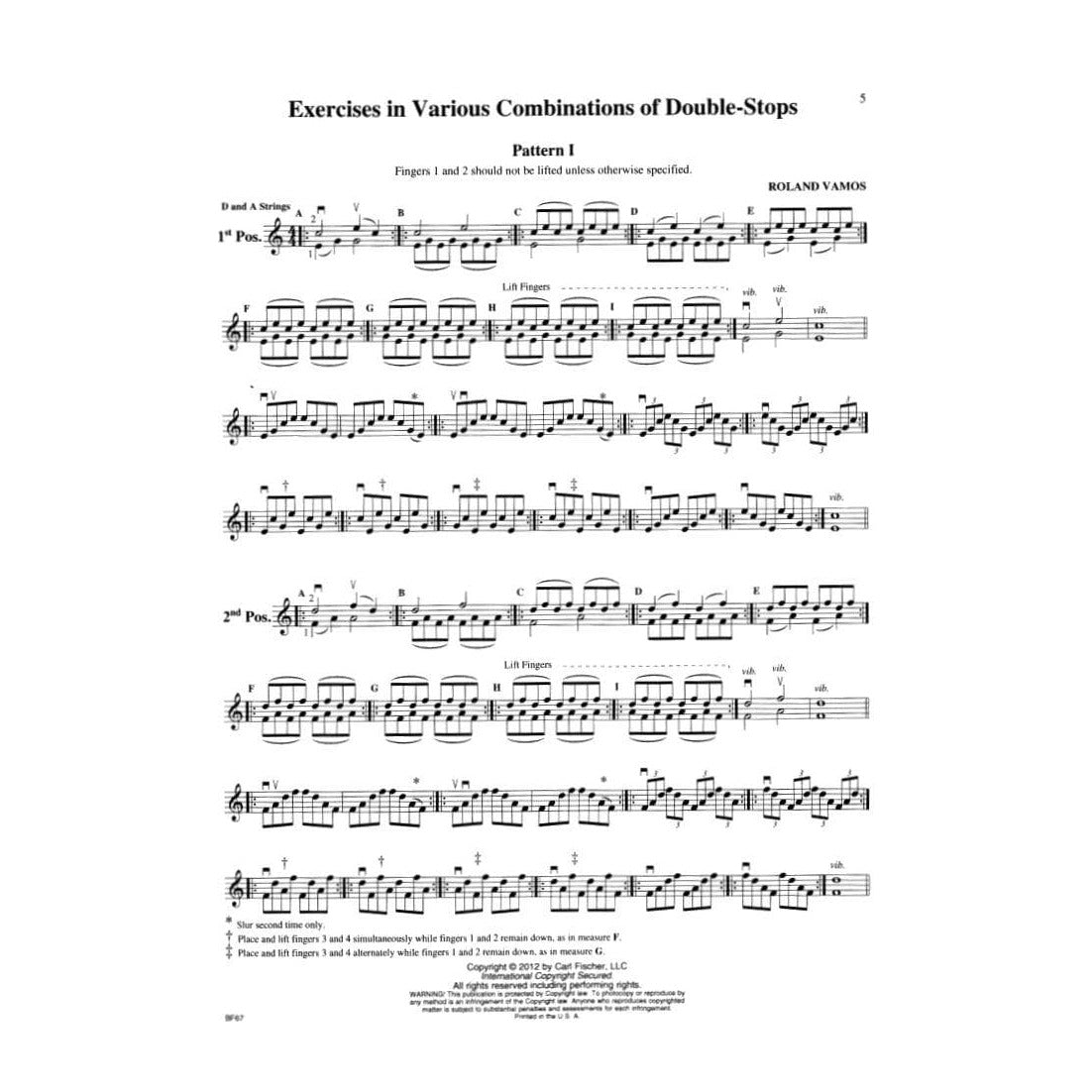 Vamos, Roland - Exercises for the Violin in Various Combinations of Double-Stops -  Carl Fischer Edition