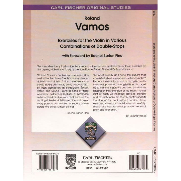 Vamos, Roland - Exercises for the Violin in Various Combinations of Double-Stops -  Carl Fischer Edition