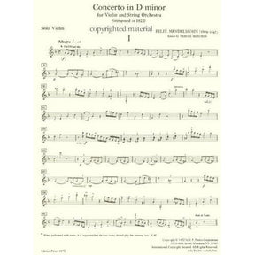 Mendelssohn, Felix - Concerto in d minor (1822) - Violin and Piano - edited by Yehudi Menuhin - Edition Peters