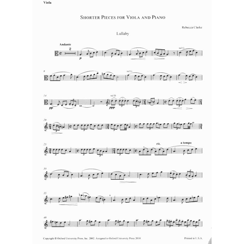 Clarke, Rebecca - Shorter Pieces for Viola and Piano - Oxford University Press Publication
