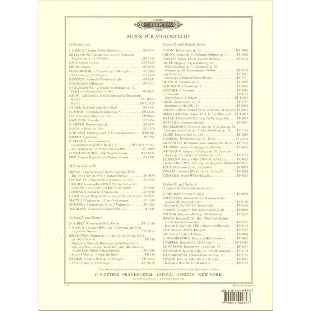 Beethoven, Ludwig - Sonatas Op 5 - 69 -102 for Cello and Piano - Arranged by Schulz - Peters Edition