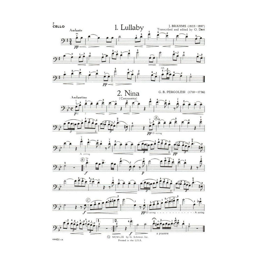Deri, Otto - Solos for the Cello Player - Cello and Piano - Schirmer Edition
