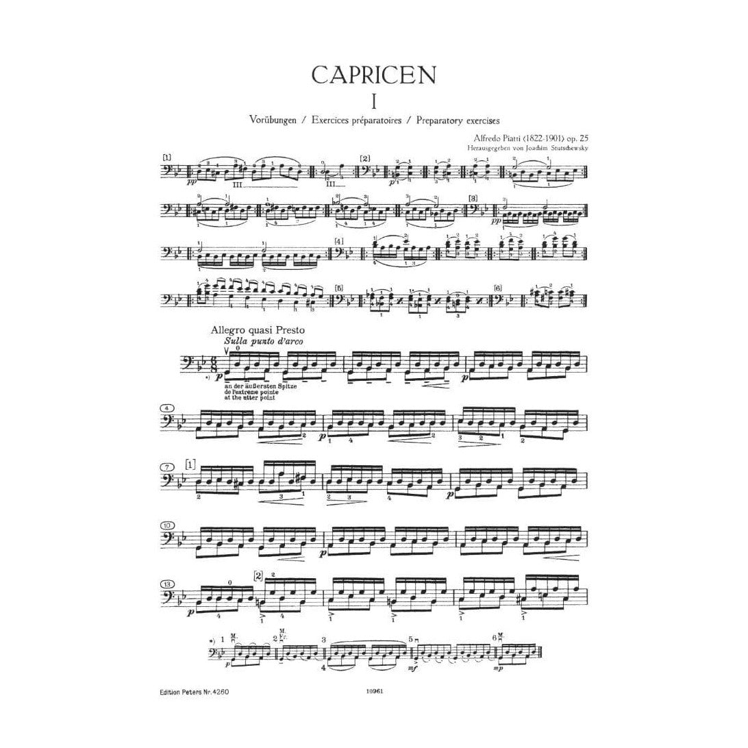 Piatti, Alfredo - 12 Caprices, Op 25 For Cello Edited by  Stutschewsky Peters Edition