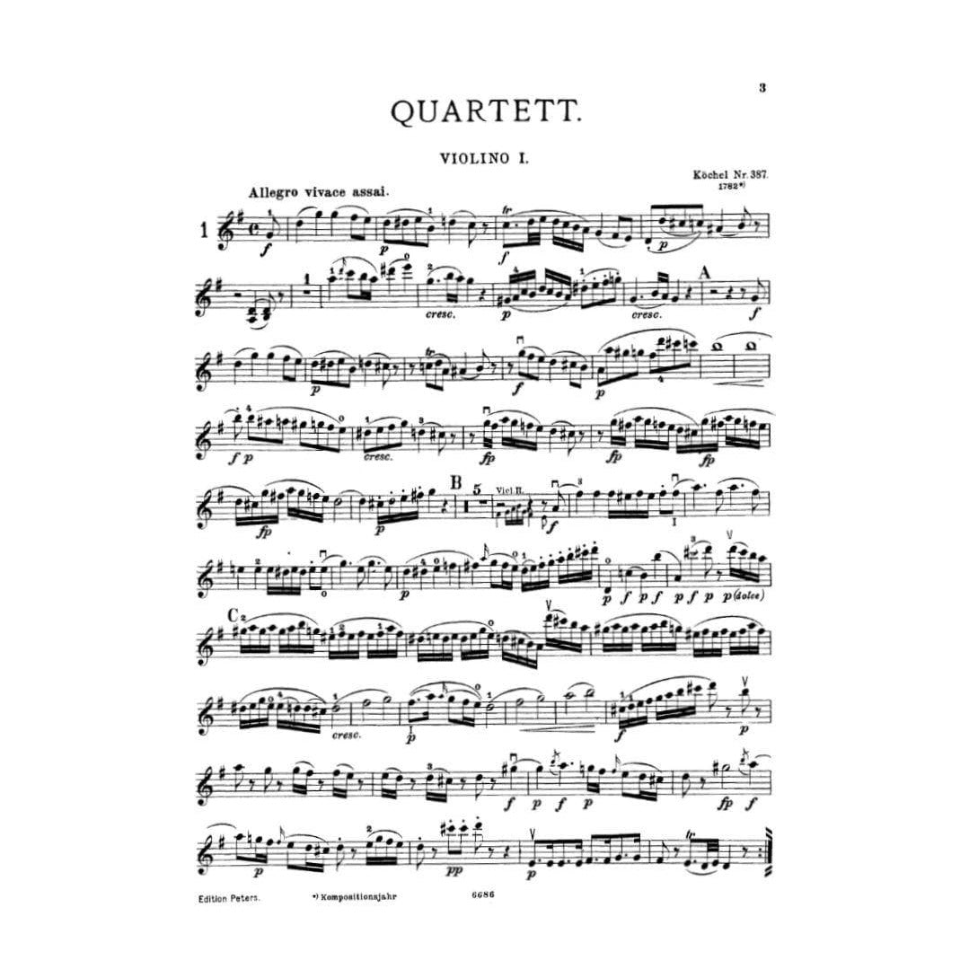 Mozart, WA - String Quartets, Volume 1: The 10 Famous Quartets - Two Violins, Viola, and Cello - edited by Andreas Moser and Hugo Becker - Edition Peters