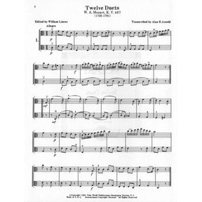 Mozart, WA - 12 Easy Duets, K 487 - Two Violas - arranged by Alan Arnold and William Lincer - Viola World Publications