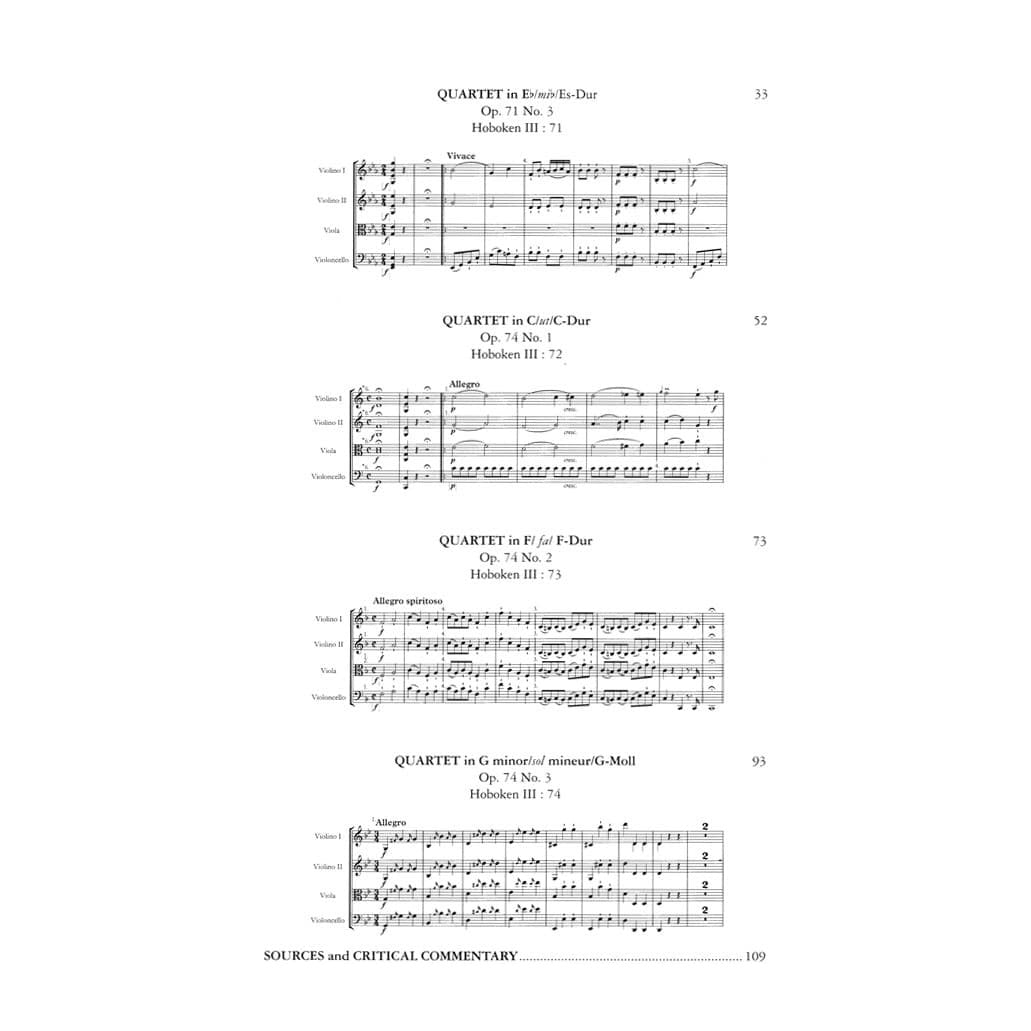 Haydn, Joseph - 6 String Quartets, Op 71 and 74 - edited by Simon Rowland-Jones - Edition Peters