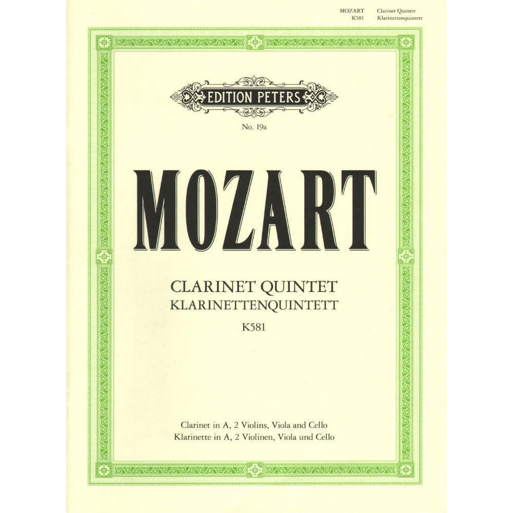 Mozart, WA - Clarinet Quintet in A Major, K 581 - Clarinet, Two Violins, Viola, and Cello - Edition Peters