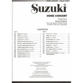 Home Concert - Violin - arranged by Shinichi Suzuki - Alfred Music Publishing