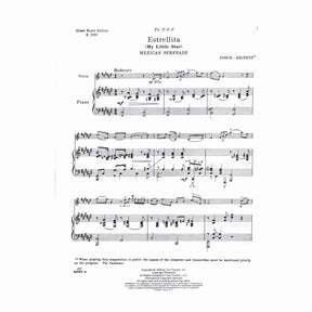 Ponce, M - Estrellita (My Little Star) - for Violin and Piano - arranged by Jascha Heifetz - Carl Fischer