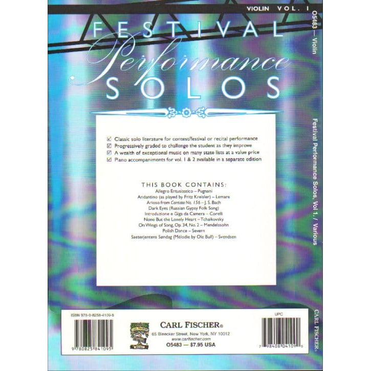 Festival Performance Solos, Volume 1 - Violin part - Carl Fischer Edition