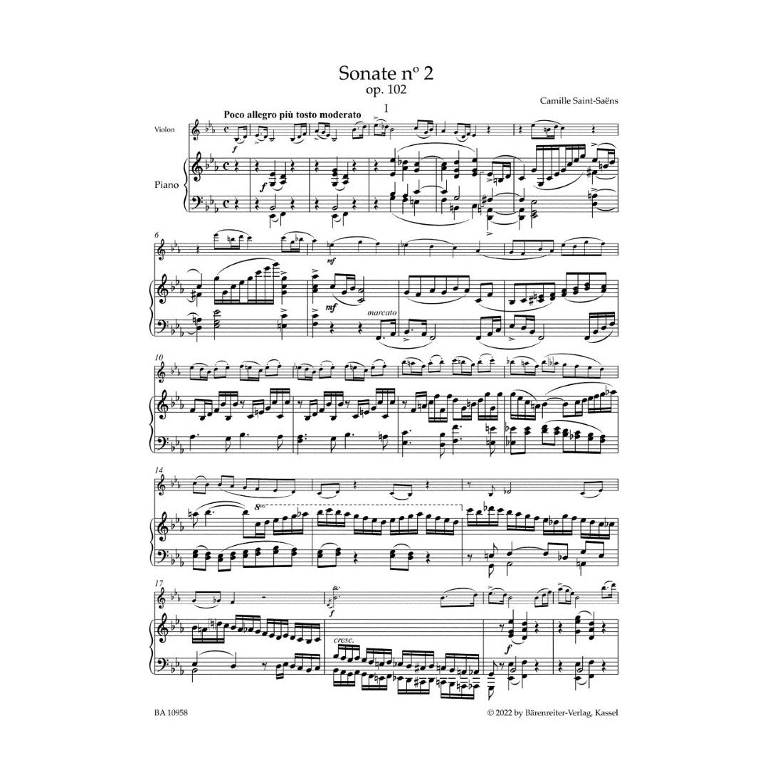 Saint-Saëns, Camille Sonata no. 2 for Violin and Piano in E-flat major op. 102